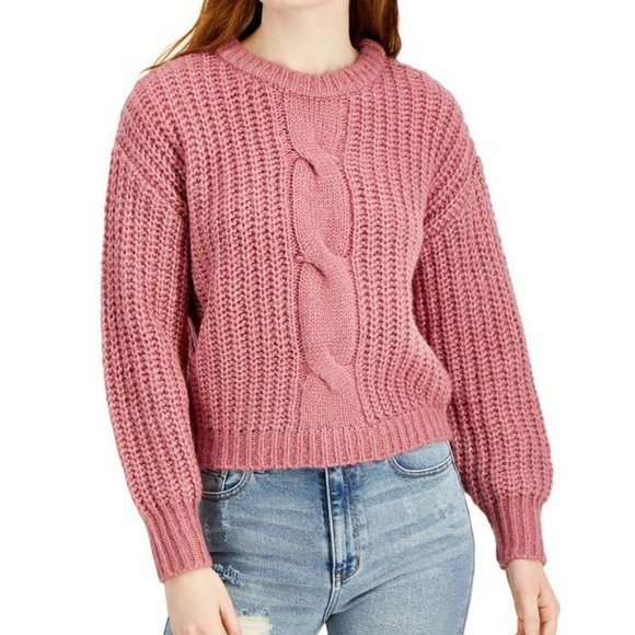Belle Du Jour Youth Girls Knit Pullover Sweater Size M-L Heather Rose Crew Neck - Picture 1 of 9